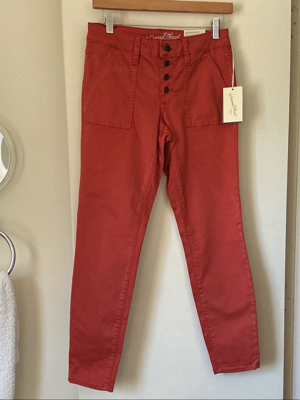 UNIVERSAL THREAD Women's Red High-Rise Button-Fly Jeans